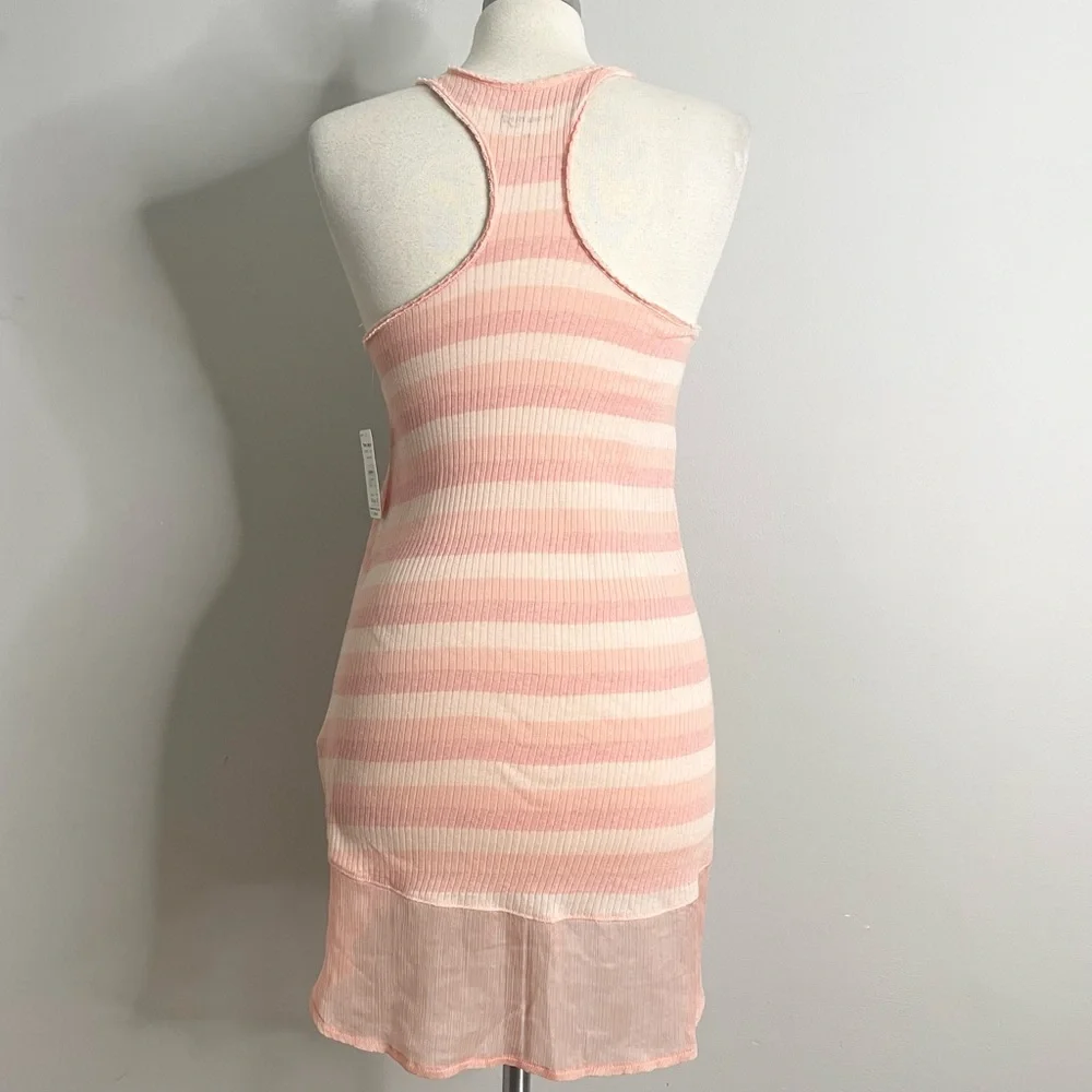 FREE PEOPLE Striped Ribbed Racerback Tunic Tank Top Mini Dress - Picture 3 of 8